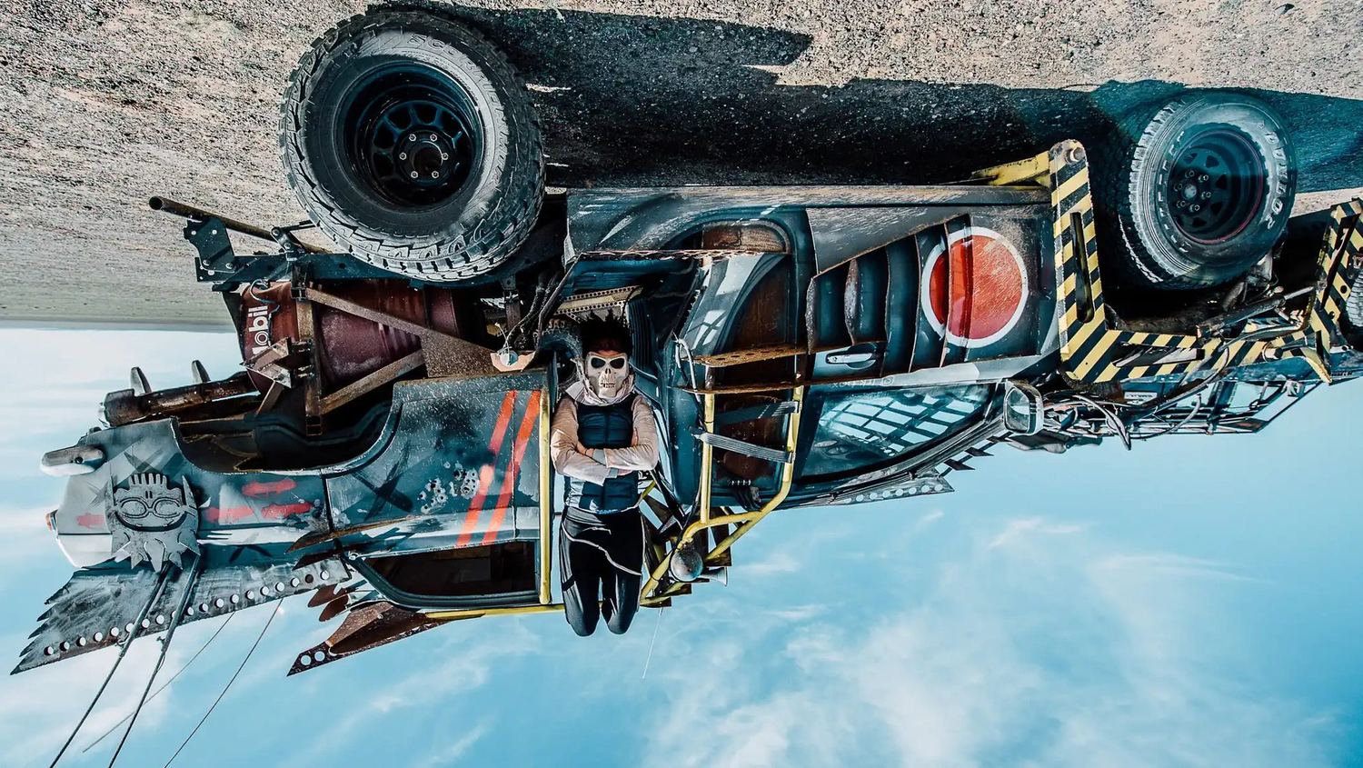 Black spiked MadWay Rally car on the frozen lake