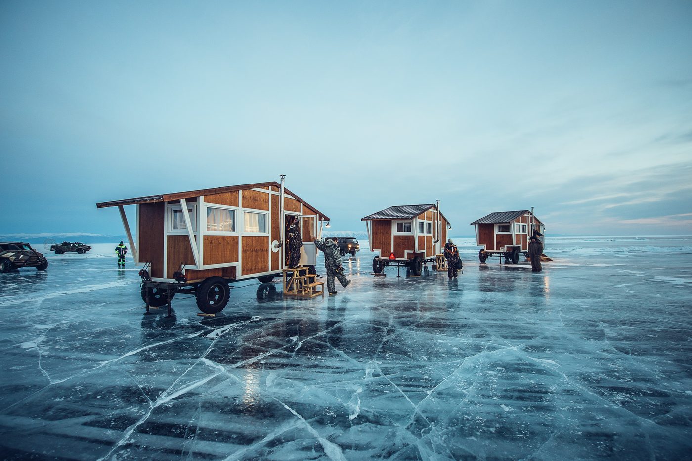 MadWay Rally camp on the frozen surface of Lake Baikal