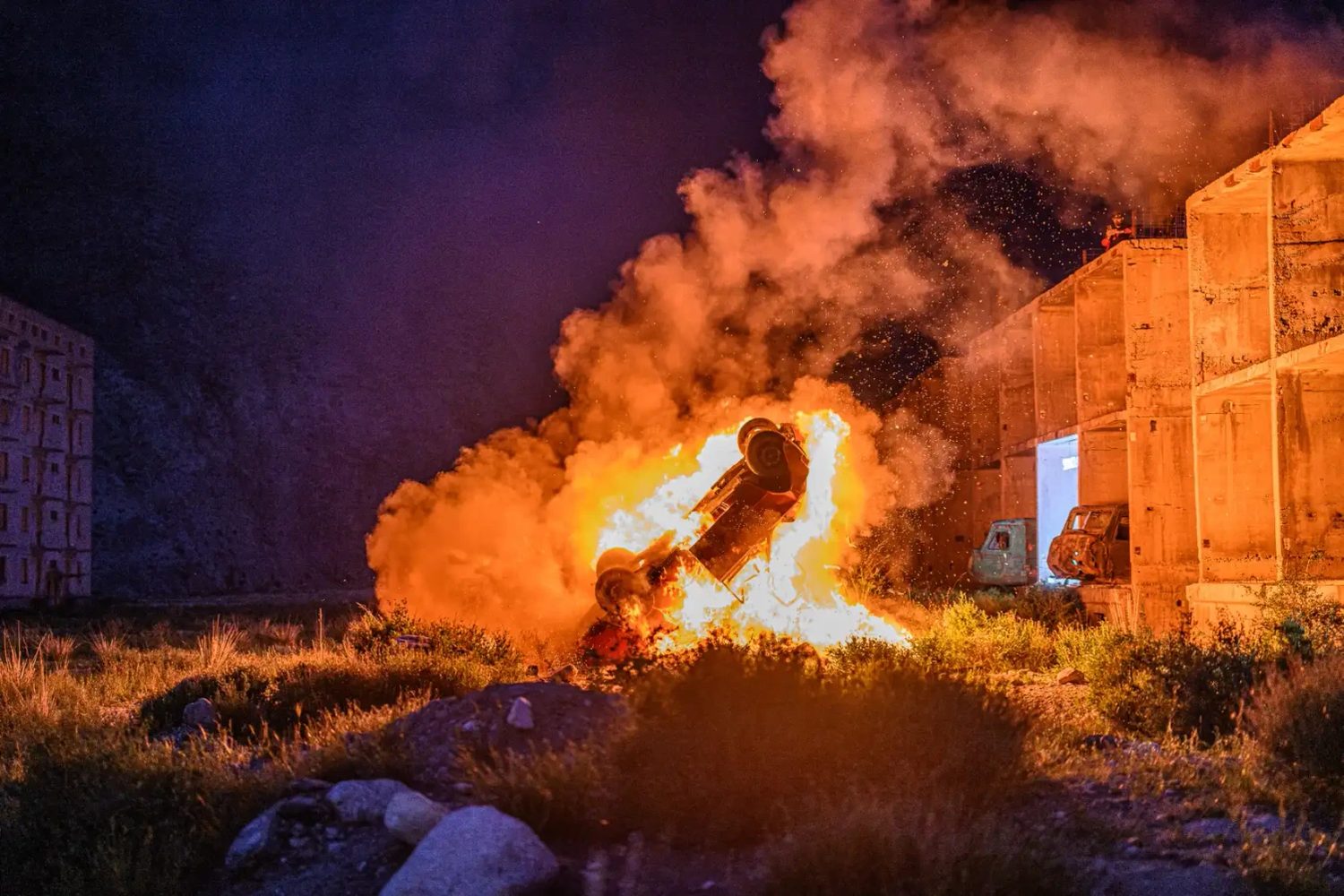 Fire show at a night MadWay Rally camp
