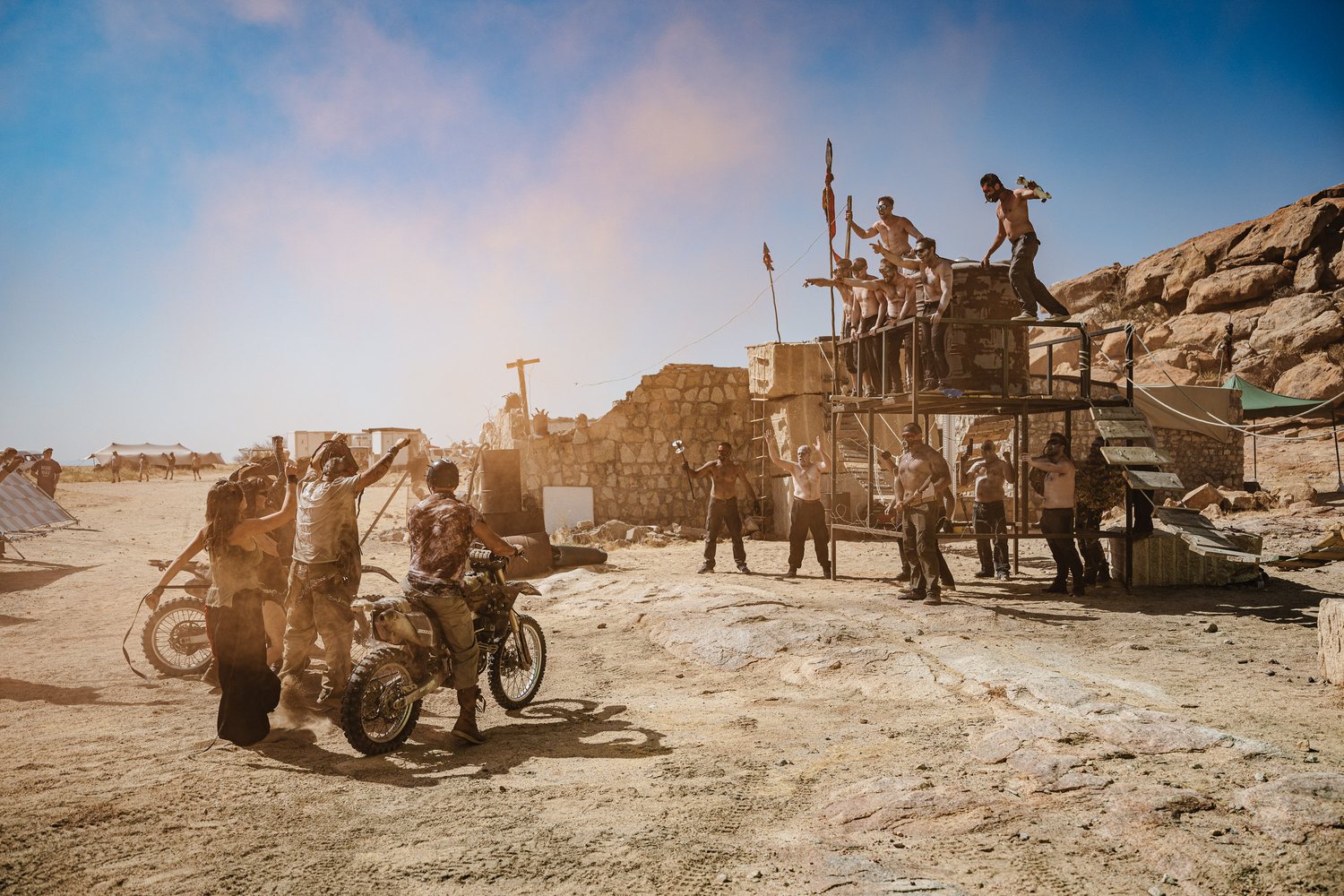 MadWay Rally participants on the film set built in the Namibian desert