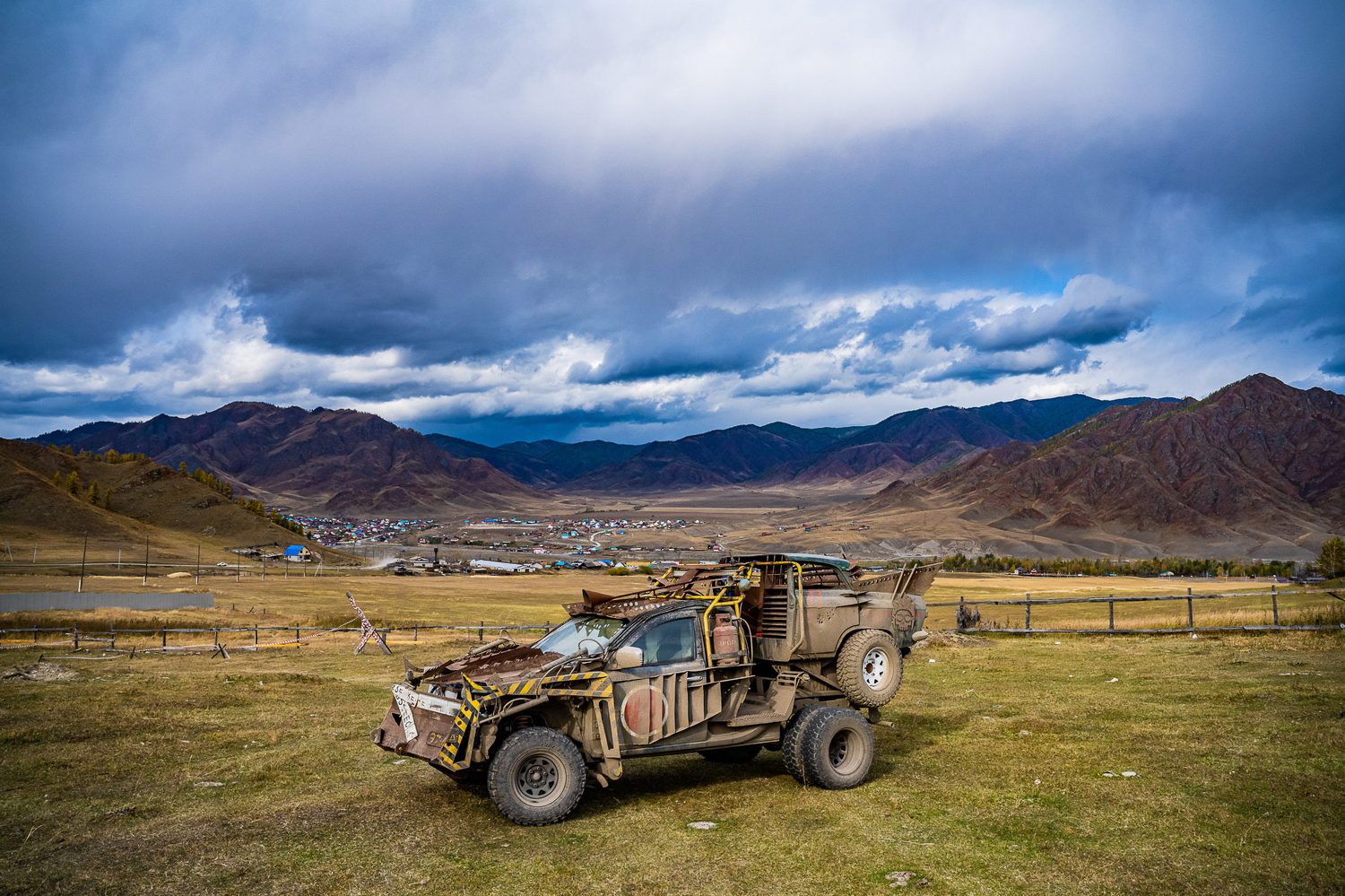 MadWay Rally buggy in a mountain valley of Altai