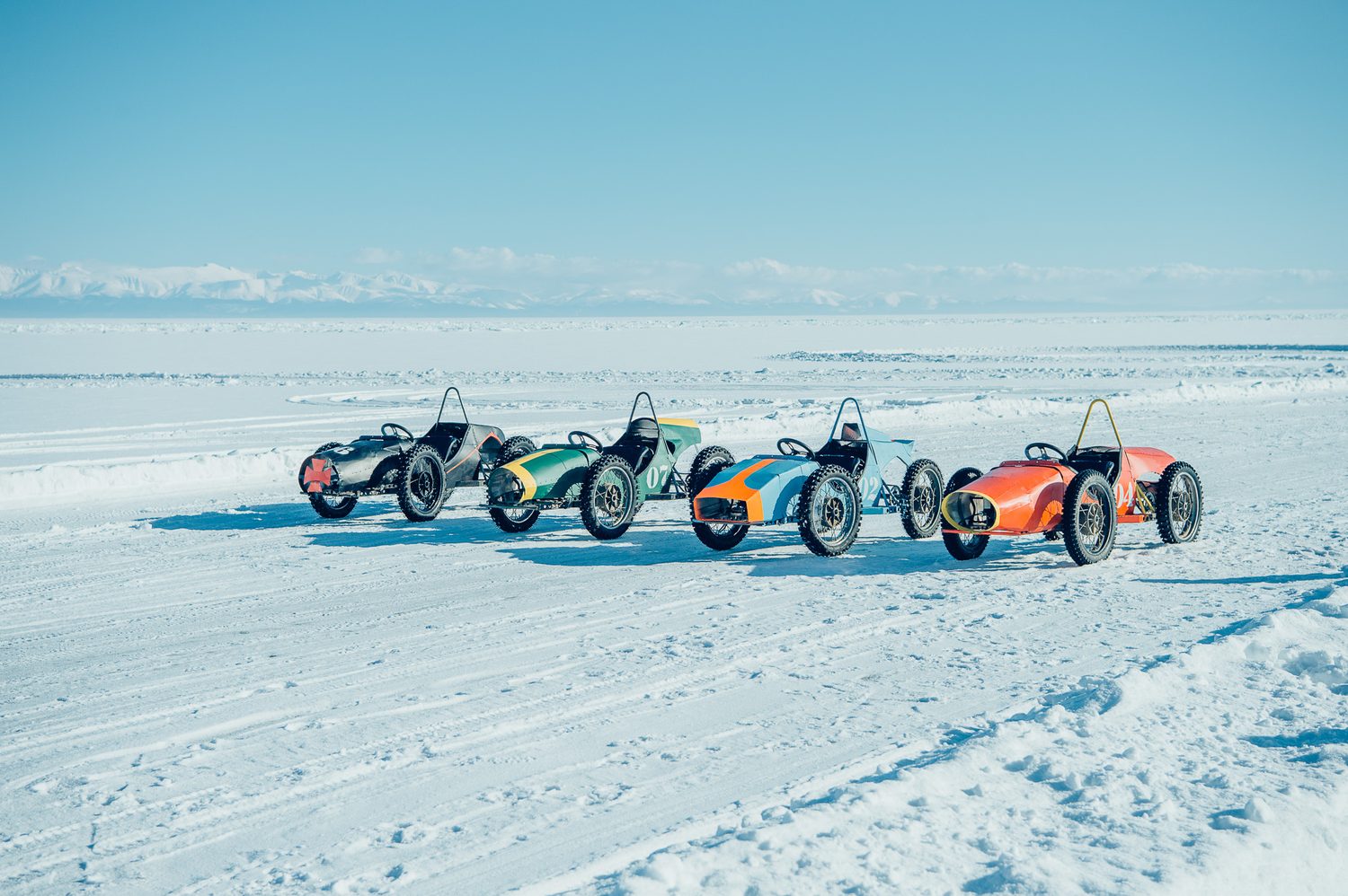 MadWay Rally custom karts racing on the frozen ice of Lake Baikal